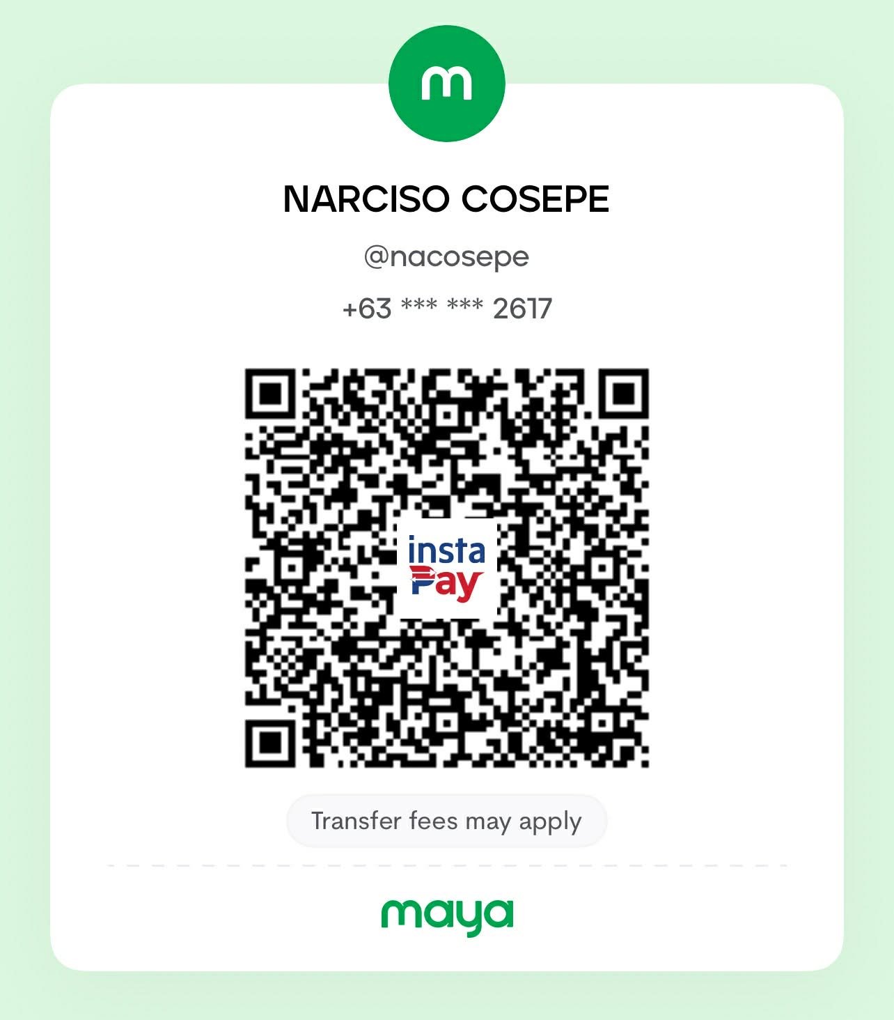 Maya Wallet QR for Narciso Cosepe